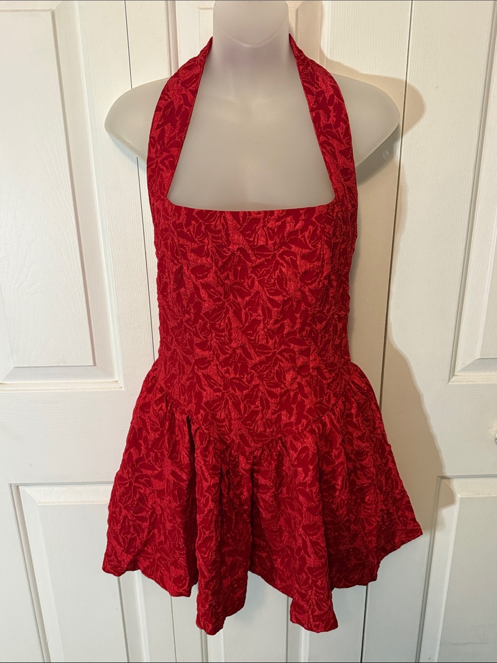 12th Tribe Sz S Red Lace-Textured Satin Slip Dress GUC BL5